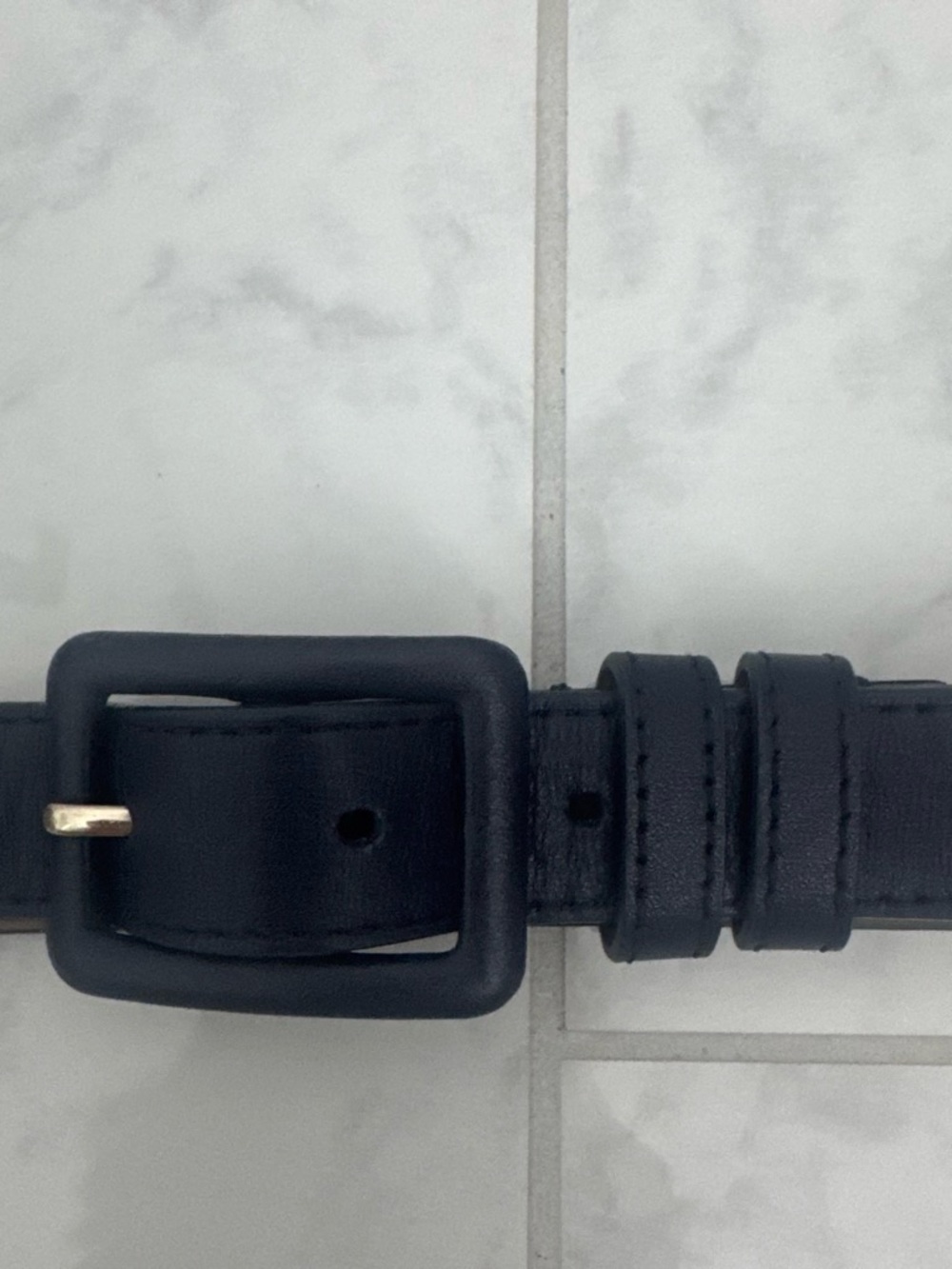 Talbots Blue Leather Belt with Matte Blue Buckle